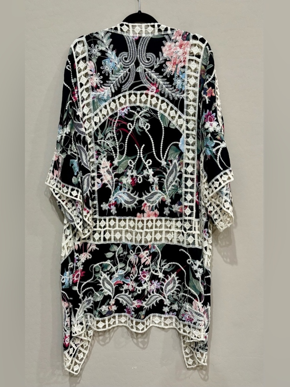 Roffe Floral Kimono with Lace Inserts